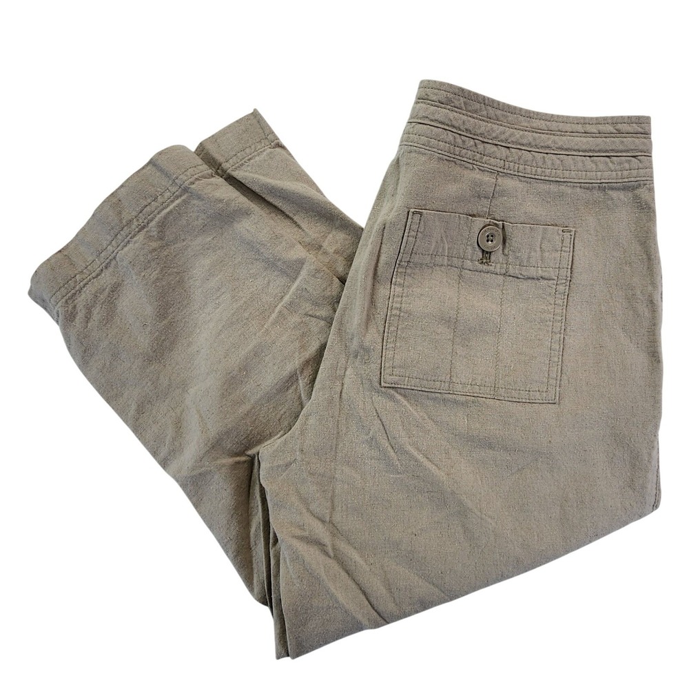 Bass Women 8 Tan Capri Cargo Pants Linen Cotton Blend Utility Safari Gorpcore